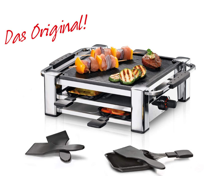 Raclette-Grill 4 Personen Alu-Druckguss gerippte Grillplatte 1000 W - Bild 2