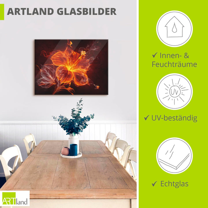 Glasbild Feuerblume Abstrakt Querformat 60x45 cm Floatglas - Bild 3