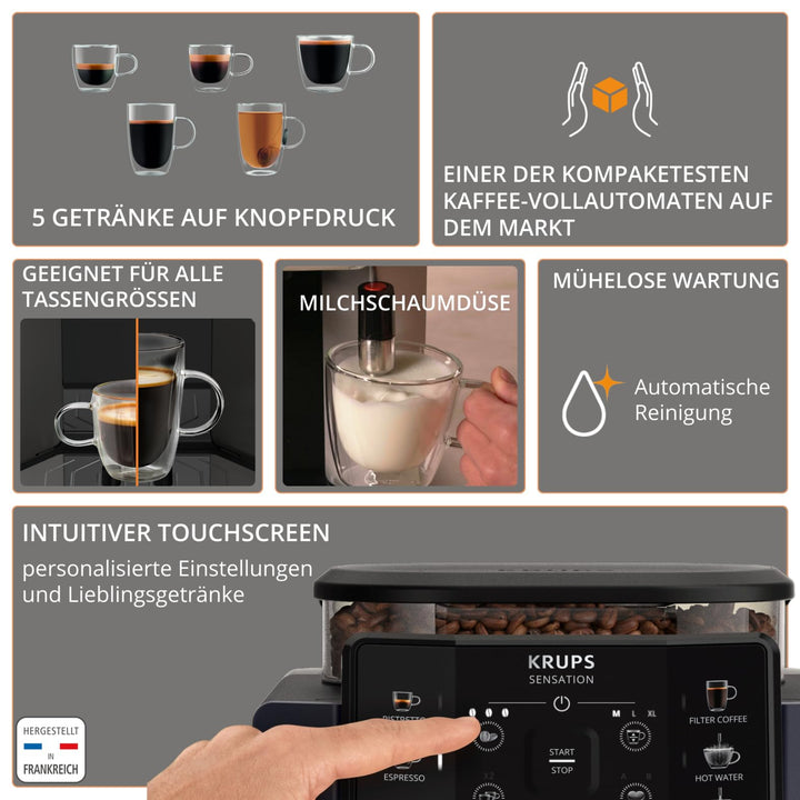 Kaffeevollautomat mit Milchdüse Filterkaffee-Funktion Metalbrühgruppe - Bild 2