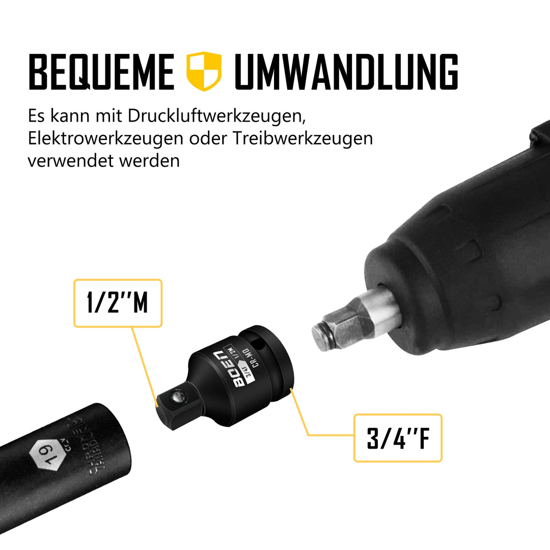 Schlagschrauber Adapter-Set CrMo-Stahl 8-teilig 1/4" bis 1" - Bild 5
