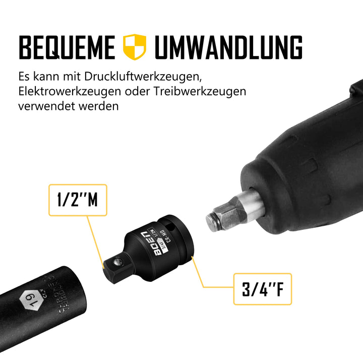 Schlagschrauber Adapter-Set CrMo-Stahl 8-teilig 1/4" bis 1" - Bild 5