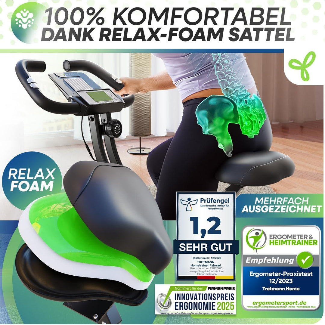 Heimtrainer klappbar Magnetbremse bis 150 kg mit Relax-Foam Sattel - Bild 2