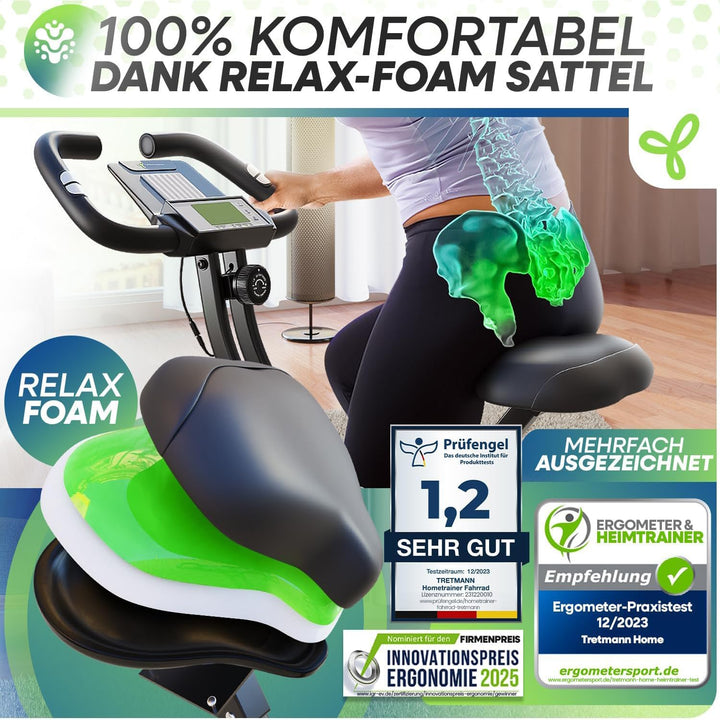 Heimtrainer klappbar Magnetbremse bis 150 kg mit Relax-Foam Sattel - Bild 2