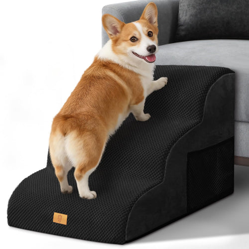 Haustiertreppe 3 Stufen Schaumstoff 60x40x40cm für Hund und Katze