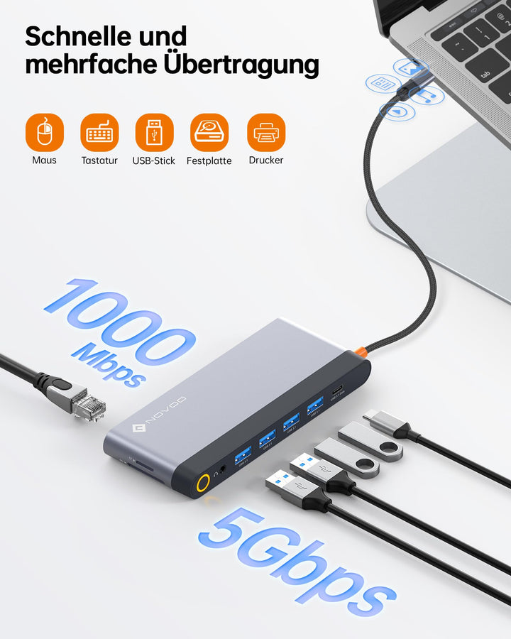 Docking Station 14-in-1 USB-C 4 Monitore DP 4K@120Hz PD 100W - Bild 7