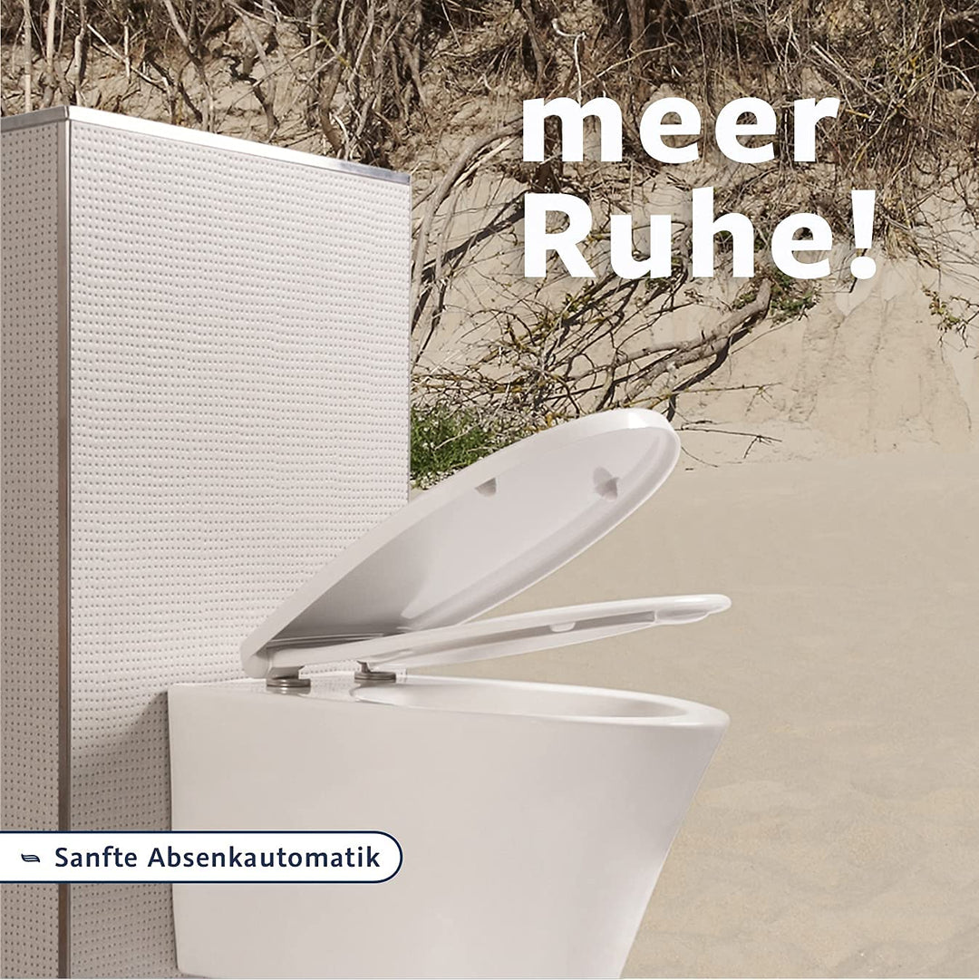 WC Sitz oval mit Absenkautomatik Duroplast antibakteriell weiss - Bild 2