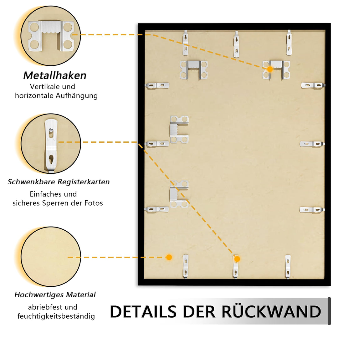 Bilderrahmen 50x70 cm Schwarz 3er-Set MDF mit Plexiglasscheibe - Bild 7