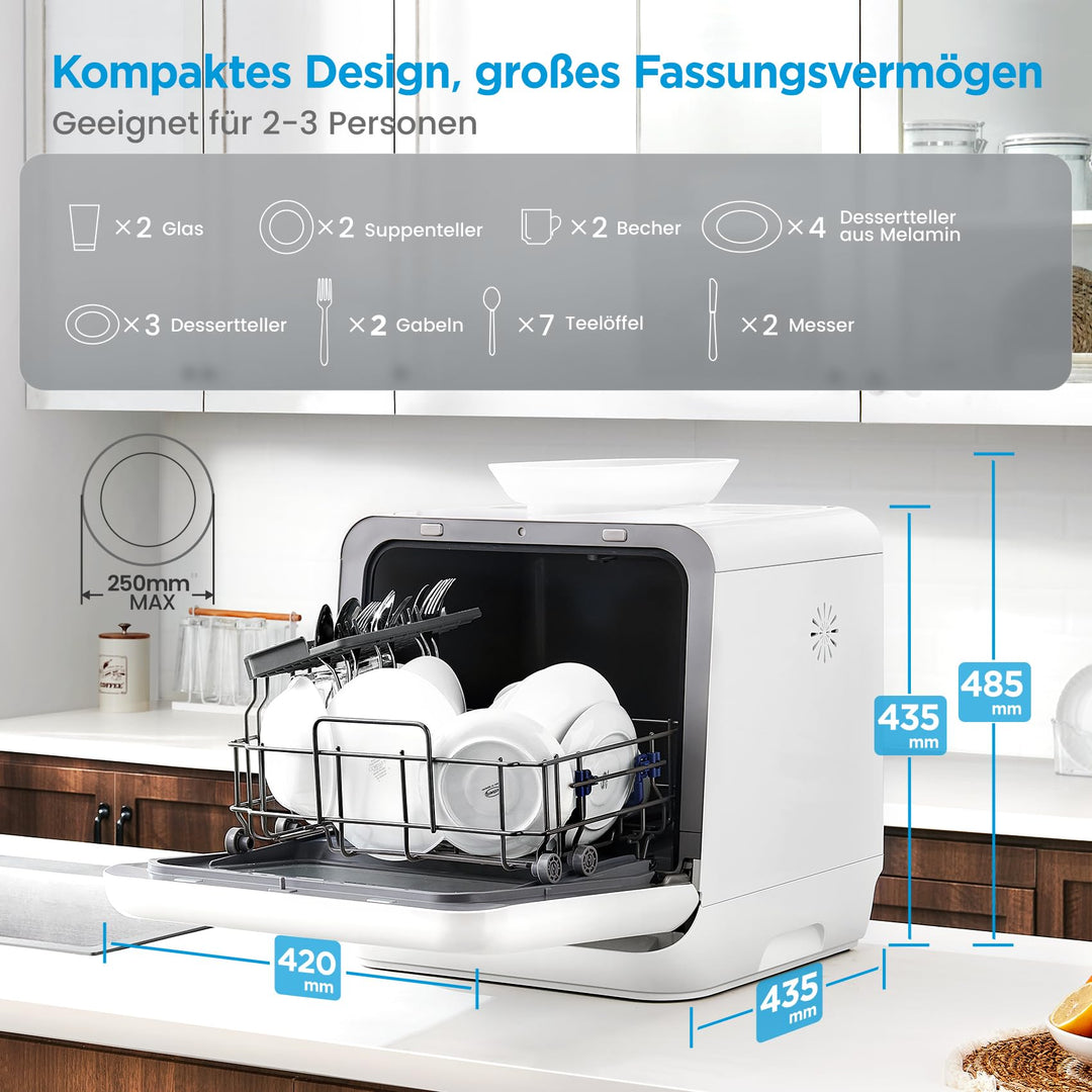 Mini Tischgeschirrspüler mit Wassertank 5L und Dampfreinigung - Bild 2