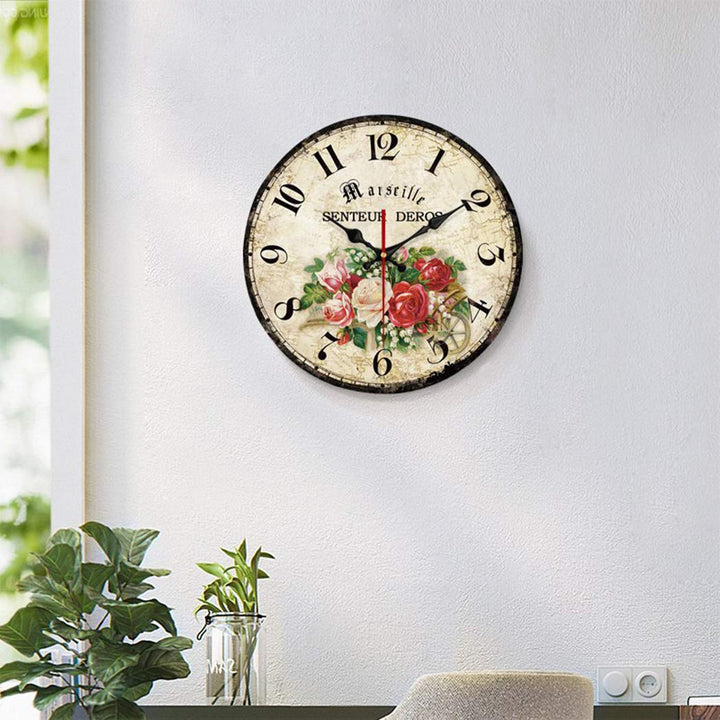 Wanduhr lautlos 25 cm rund Holzoptik für Wohn- und Schlafzimmer - Bild 3