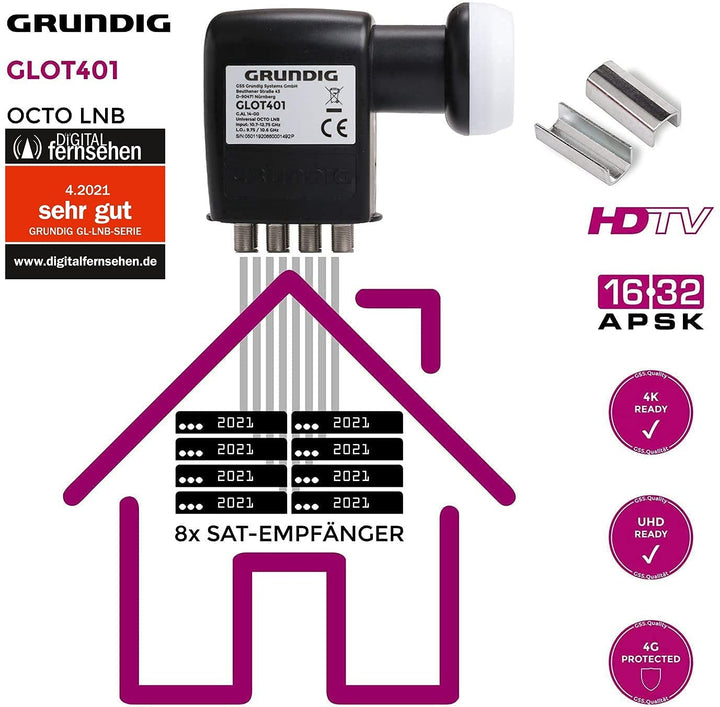Octo LNB 8-fach Sat-Antenne 4K UHD mit LTE-Filter und Wetterschutz - Bild 3