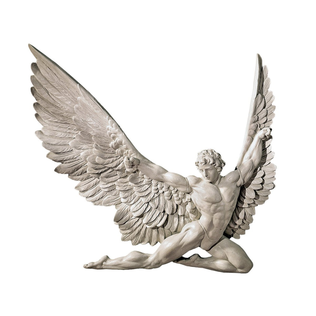 Wandskulptur Ikarus Steinguss-Optik für Garten und Wand 28x28 cm