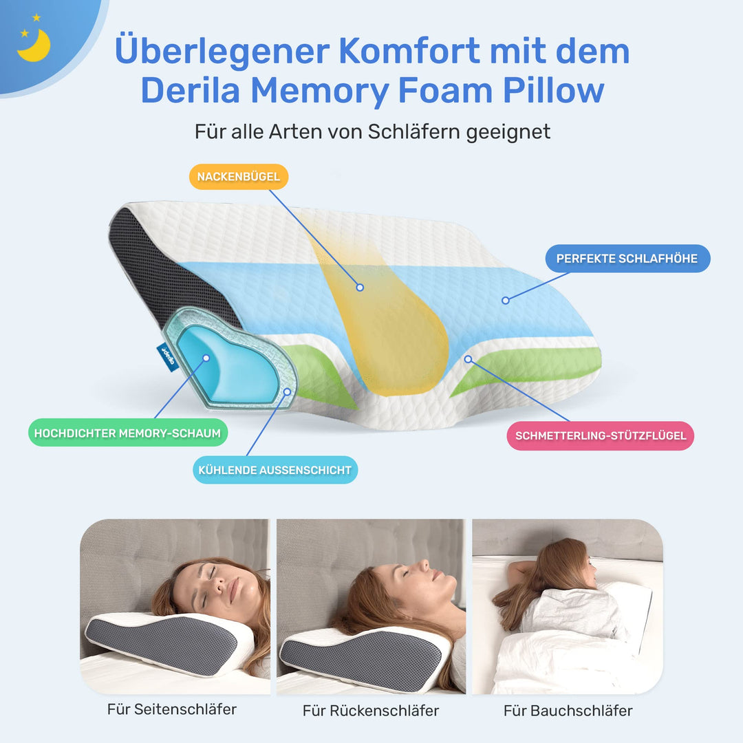 Memory Foam Nackenkissen Schmetterling für alle Schlafpositionen - Bild 5