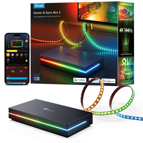 TV Hintergrundbeleuchtung HDMI 2.1 Sync Box mit KI, 8K, RGBWIC