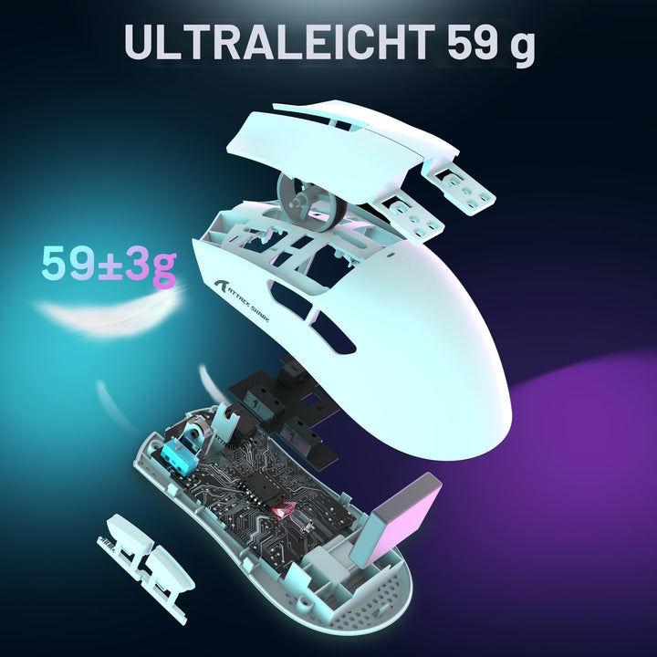 Gaming-Maus kabellos Tri-Mode 59g ultraleicht mit RGB-Ladestation - Bild 7