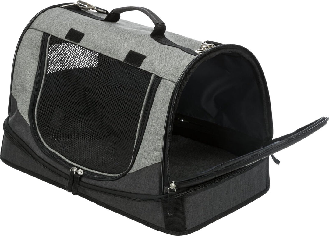 Katzentransporttasche Stoff 30x30x50 cm schwarz/grau mit Schulterriemen - Bild 3