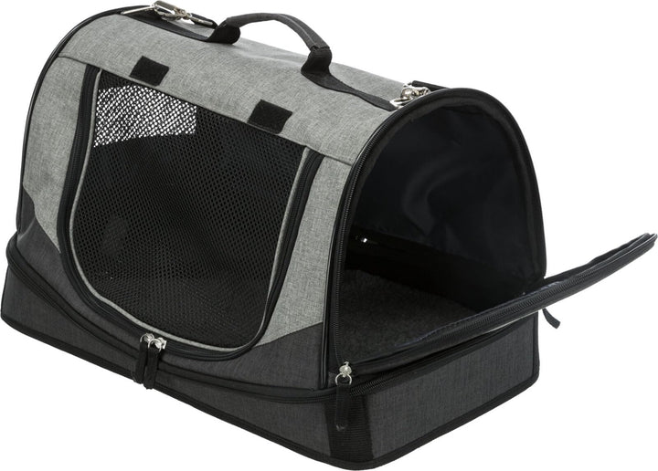 Katzentransporttasche Stoff 30x30x50 cm schwarz/grau mit Schulterriemen - Bild 3