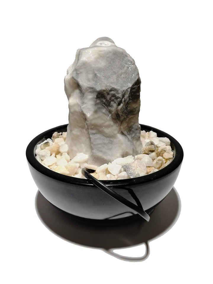 Tischbrunnen Marmor-Quellstein mit Keramikschale, Schwarz, 18 cm - Bild 3
