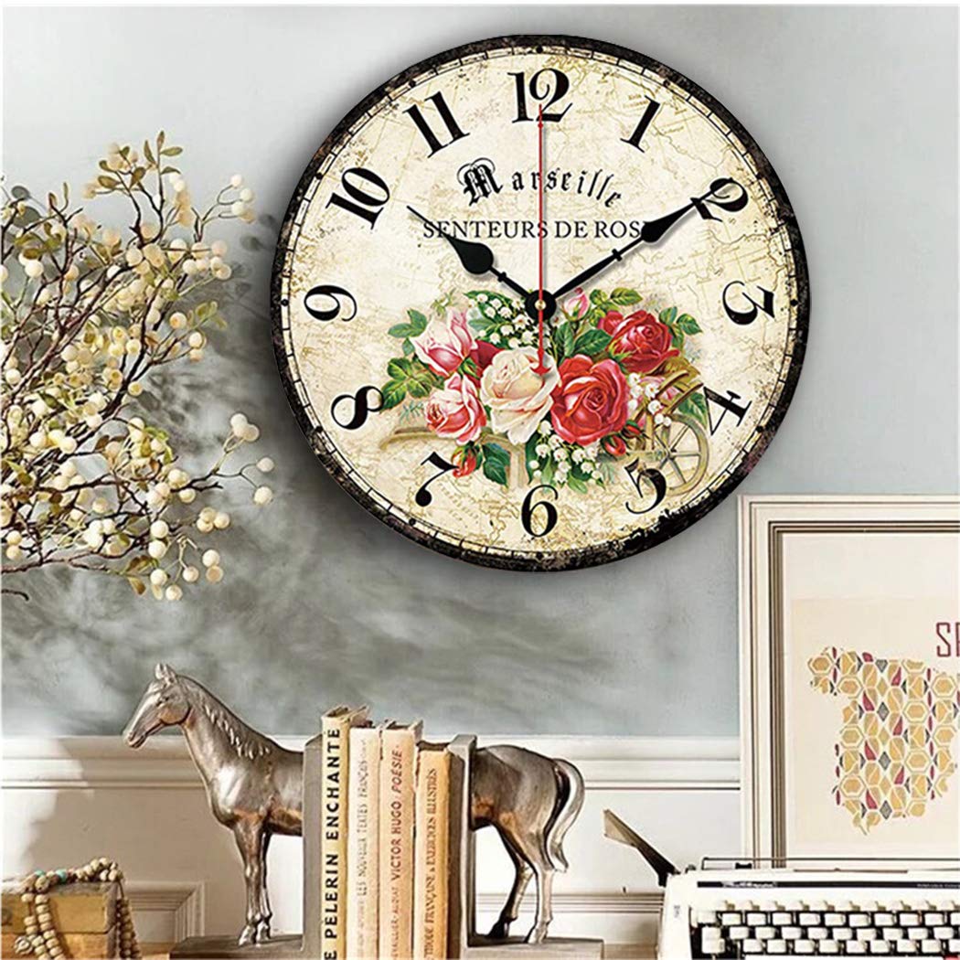 Wanduhr lautlos 25 cm rund Holzoptik für Wohn- und Schlafzimmer - Bild 4