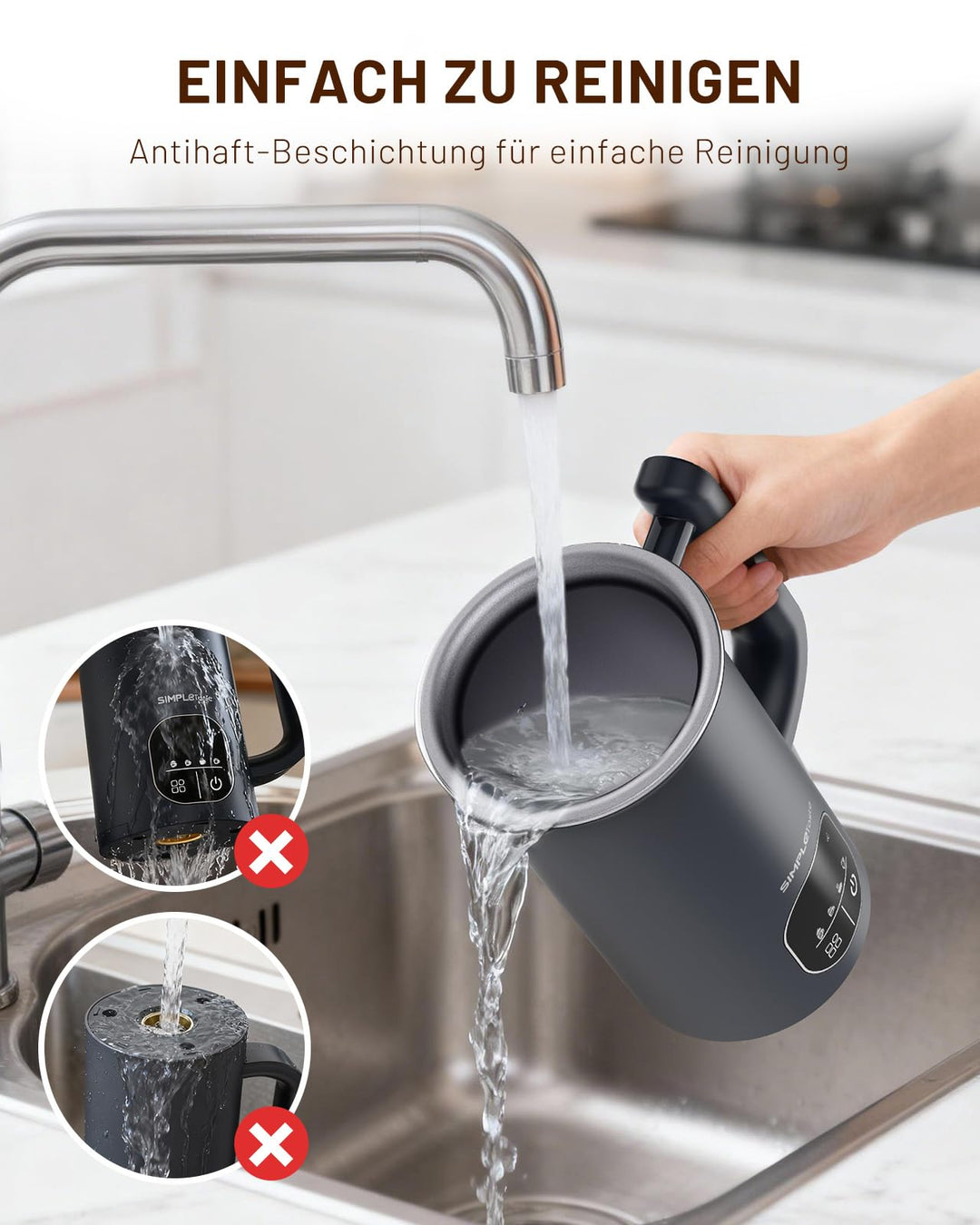 Milchaufschäumer elektrisch 4-in-1 mit Display 400W Marineblau - Bild 5