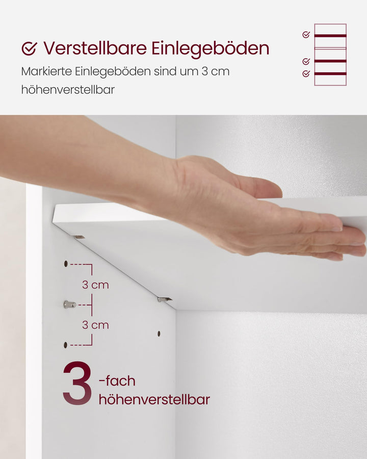Standregal 5 Ebenen mit verstellbaren Ablagen, 60x24x134 cm, Weiss - Bild 7