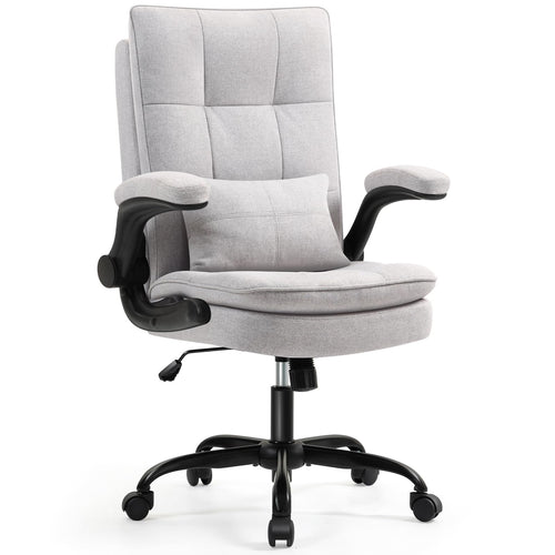 Bürostuhl Ergonomisch Stoff Grau 150 kg Wippfunktion Höhenverstellung