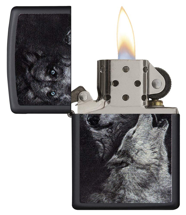 Sturmfeuerzeug Wolf Black Matte nachfüllbar in Geschenkbox - Bild 2