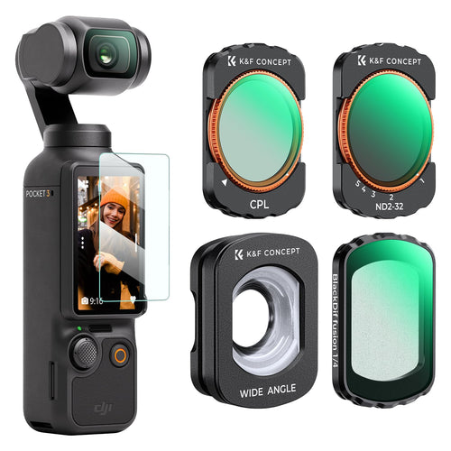 Filterset für DJI Osmo Pocket 3/4 Magnetisch ND2-32 CPL Black Mist Weitwinkel