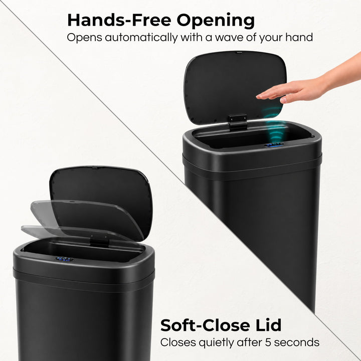 Sensor-Mülleimer Edelstahl 60 Liter Soft-Close Küche Schwarz - Bild 3