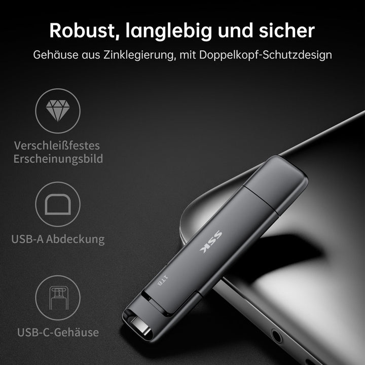 Externe SSD 256GB Dual USB-C + USB-A USB 3.2 Gen2 bis 550 MB/s - Bild 6