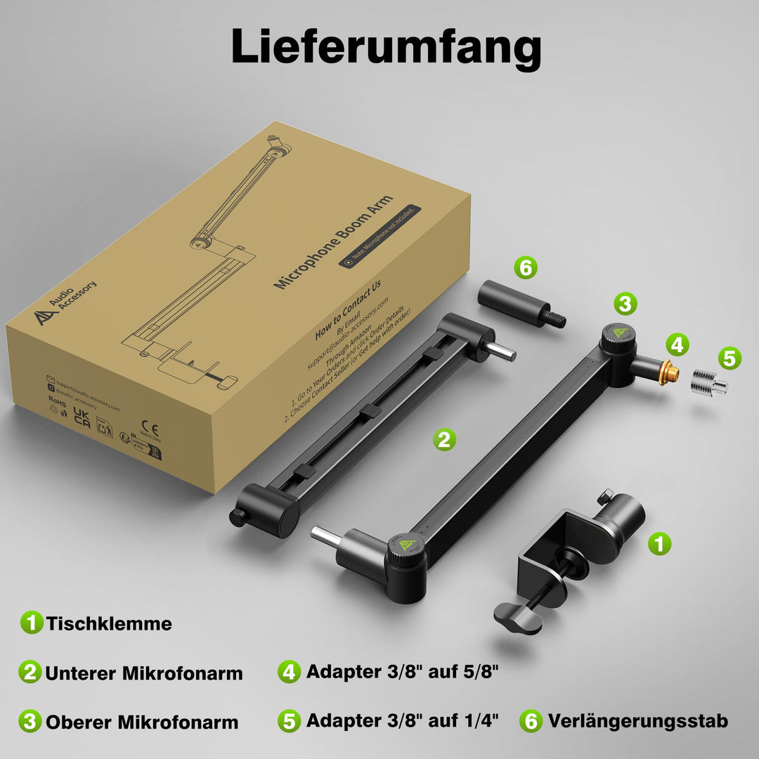 Mikrofonarm Low Profile Aluminium 780mm Reichweite 3kg Traglast - Bild 8