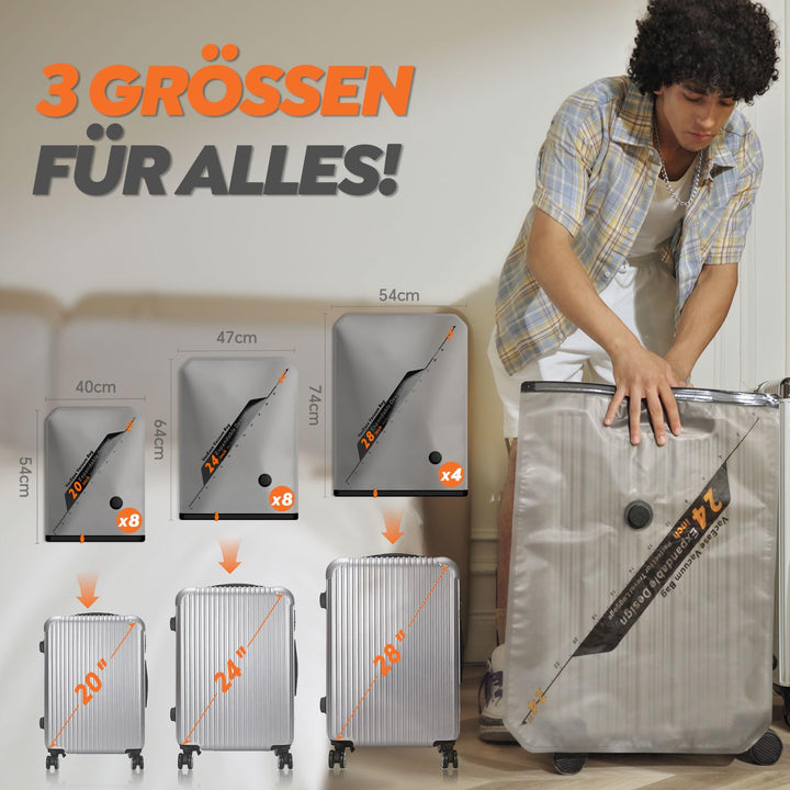 Vakuumbeutel Kleidung 20er-Set mit kabelloser Pumpe für Reisen - Bild 3