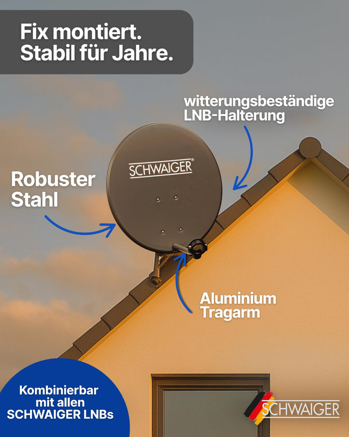 Satellitenschüssel Komplettset Stahl Ø 60 cm anthrazit für 2 Receiver - Bild 5