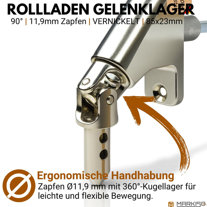 Gelenklager 90° Rolladen Zinkdruckguss 23x85mm Vierkant 6mm - Bild 4