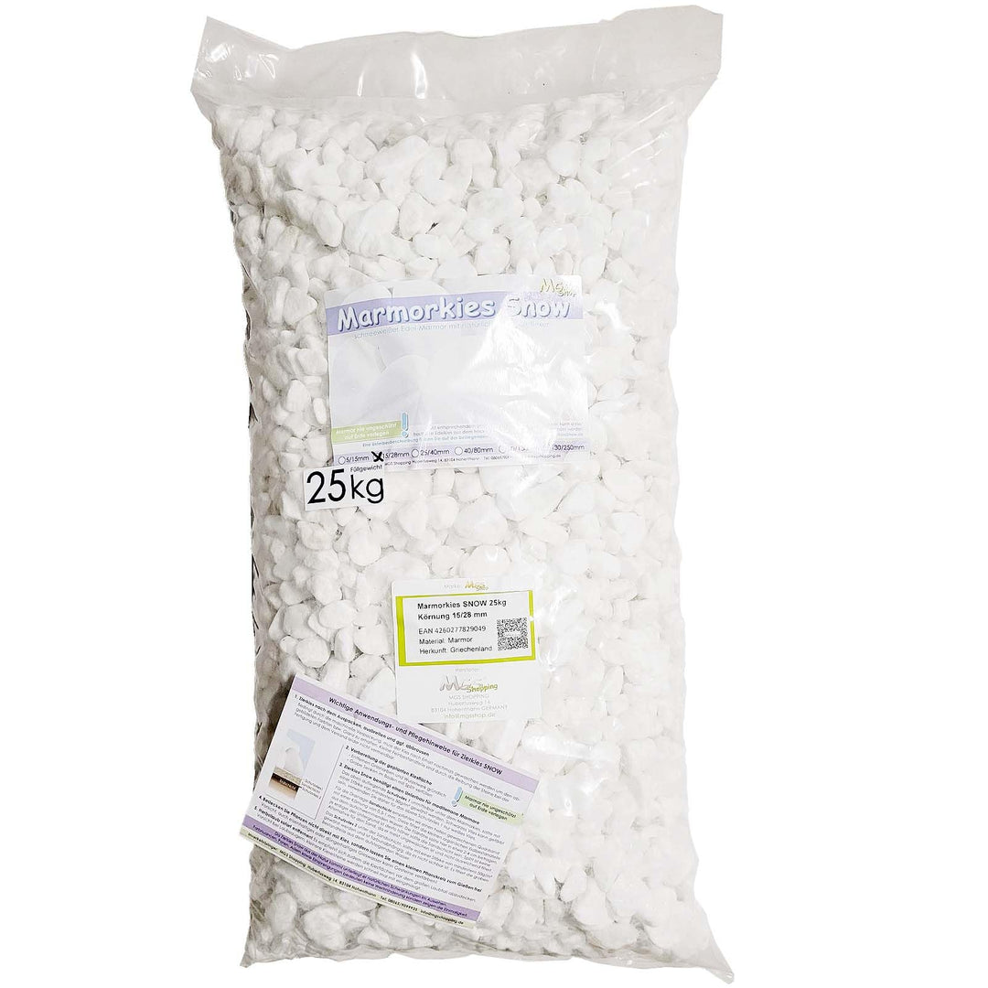 Marmorkies Schneeweiss 25 kg Körnung 15–28 mm für Garten - Bild 2