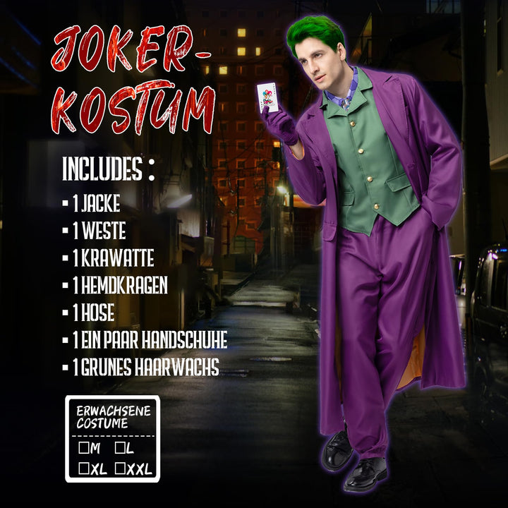 Horror Clown Kostüm Herren 7-teilig Lila für Halloween Karneval - Bild 3