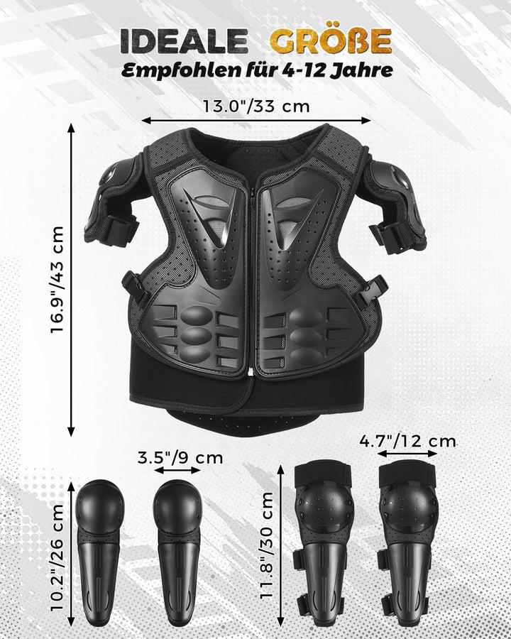 Kinder Schutzset Fahrrad Scooter MTB mit Brust- Knie- &amp; Ellenbogenschutz - Bild 7