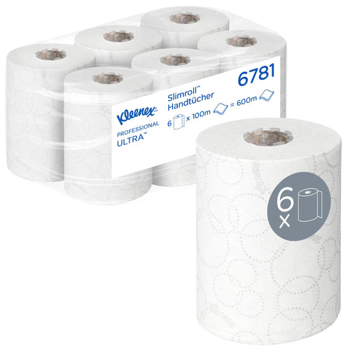 Papierhandtücher Rolle 2-lagig 6x100m für Waschraum weiss
