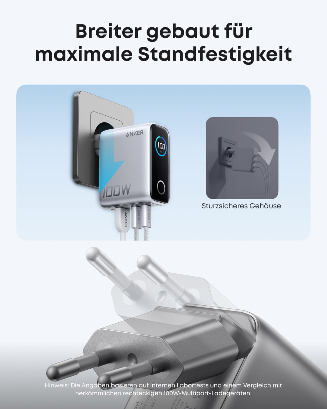 USB-C Ladegerät 100W GaN 3-Port mit Smart Display kompakt - Bild 5