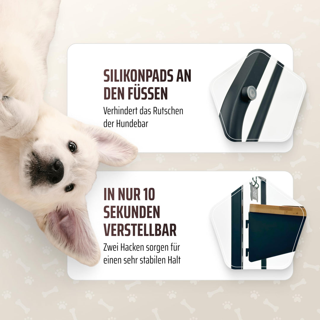 Erhöhter Hundenapf Bambus höhenverstellbar mit 2 Edelstahlnäpfen - Bild 5