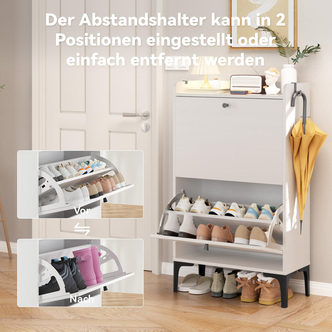 Schuhschrank schmal mit Kipptüren 60x24x100 cm für 12 Paar - Bild 4
