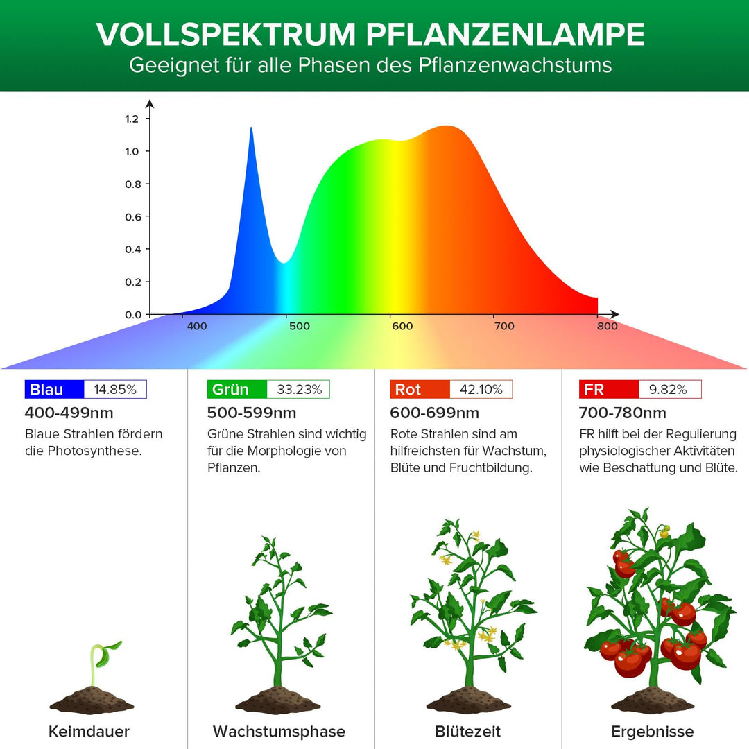 Pflanzenlampe LED E27 24W Vollspektrum 400–780nm für Zimmerpflanzen - Bild 2