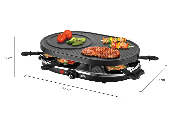 Raclette-Grill 8 Personen 1200W mit Antihaft-Grillplatte schwarz - Bild 4