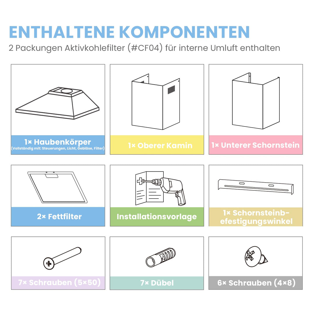 Dunstabzugshaube 60cm Edelstahl Umluft &amp; Abluft A++ 400m³/h - Bild 8