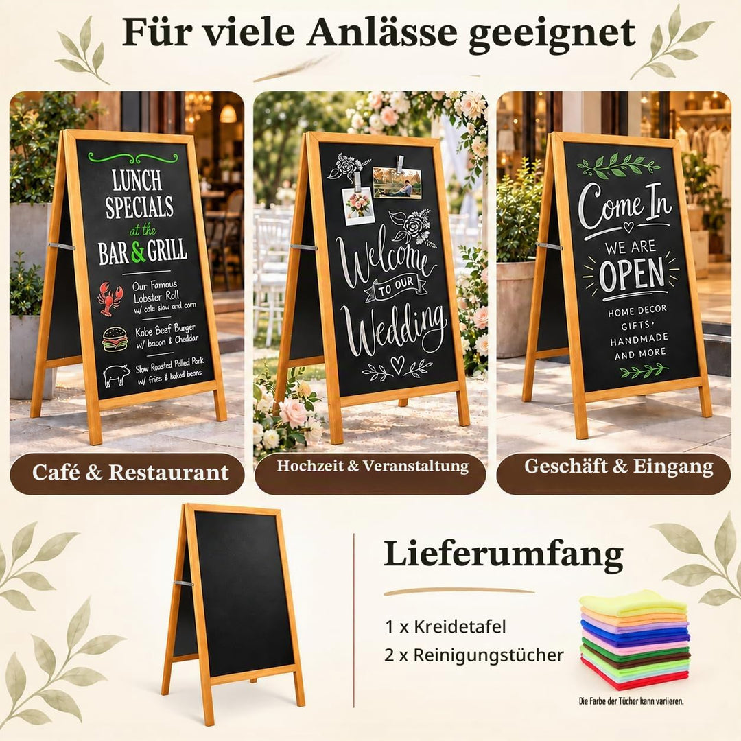 Kreidetafel Aufsteller A-Form magnetisch beidseitig 100×50 cm Holz - Bild 9
