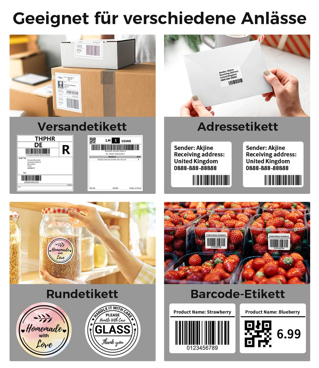 Etikettendrucker Bluetooth Thermodruck 4x6 für DHL Versand - Bild 5