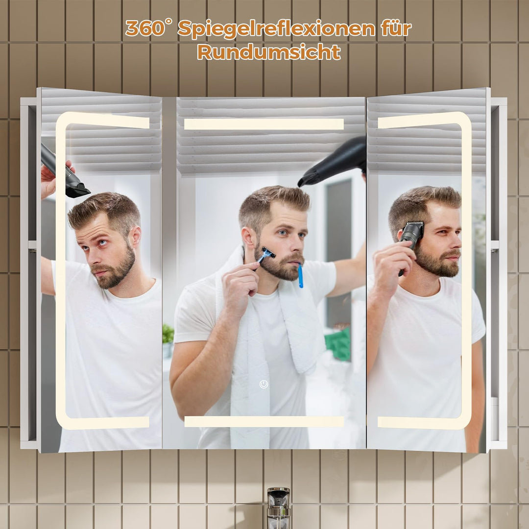 Spiegelschrank Bad LED 3 Farbtemperaturen mit Steckdose 60×80 cm - Bild 4