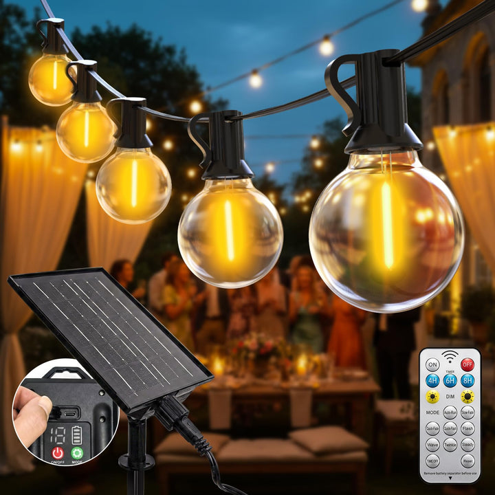Solar Lichterkette Outdoor 30m G40 Warmweiss mit Fernbedienung