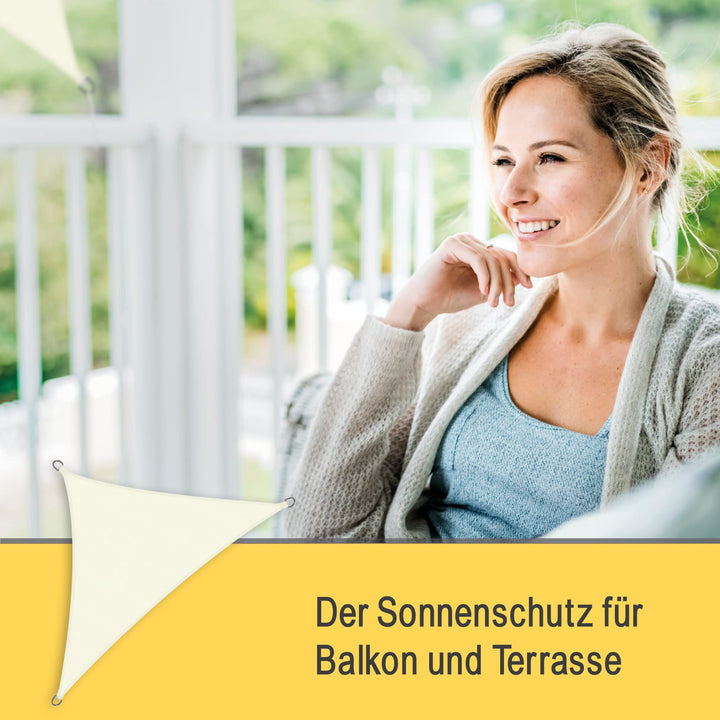 Sonnensegel dreieckig wasserabweisend Beige für Balkon Terrasse Garten - Bild 9