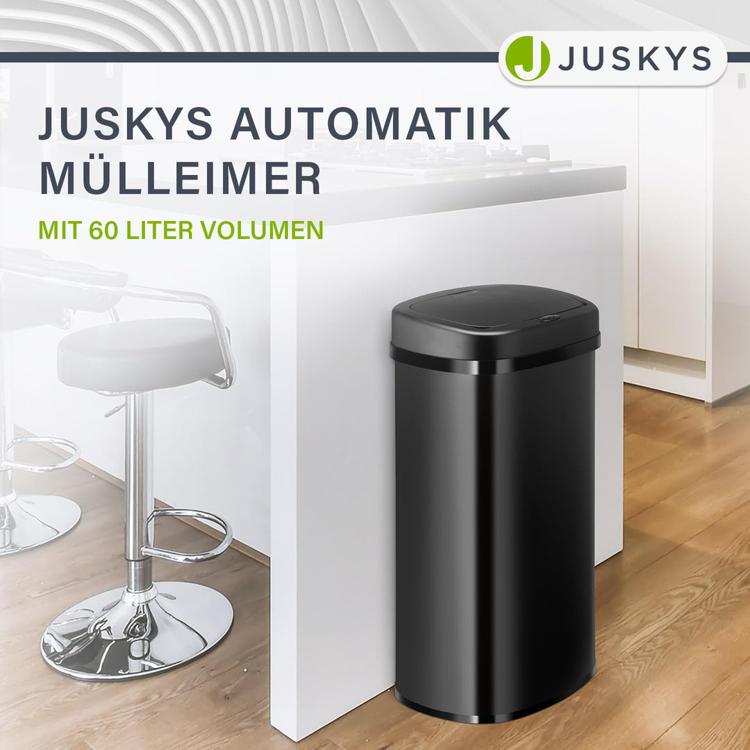Sensor-Mülleimer Küche 60L Edelstahl Schwarz eckig kontaktlos - Bild 8