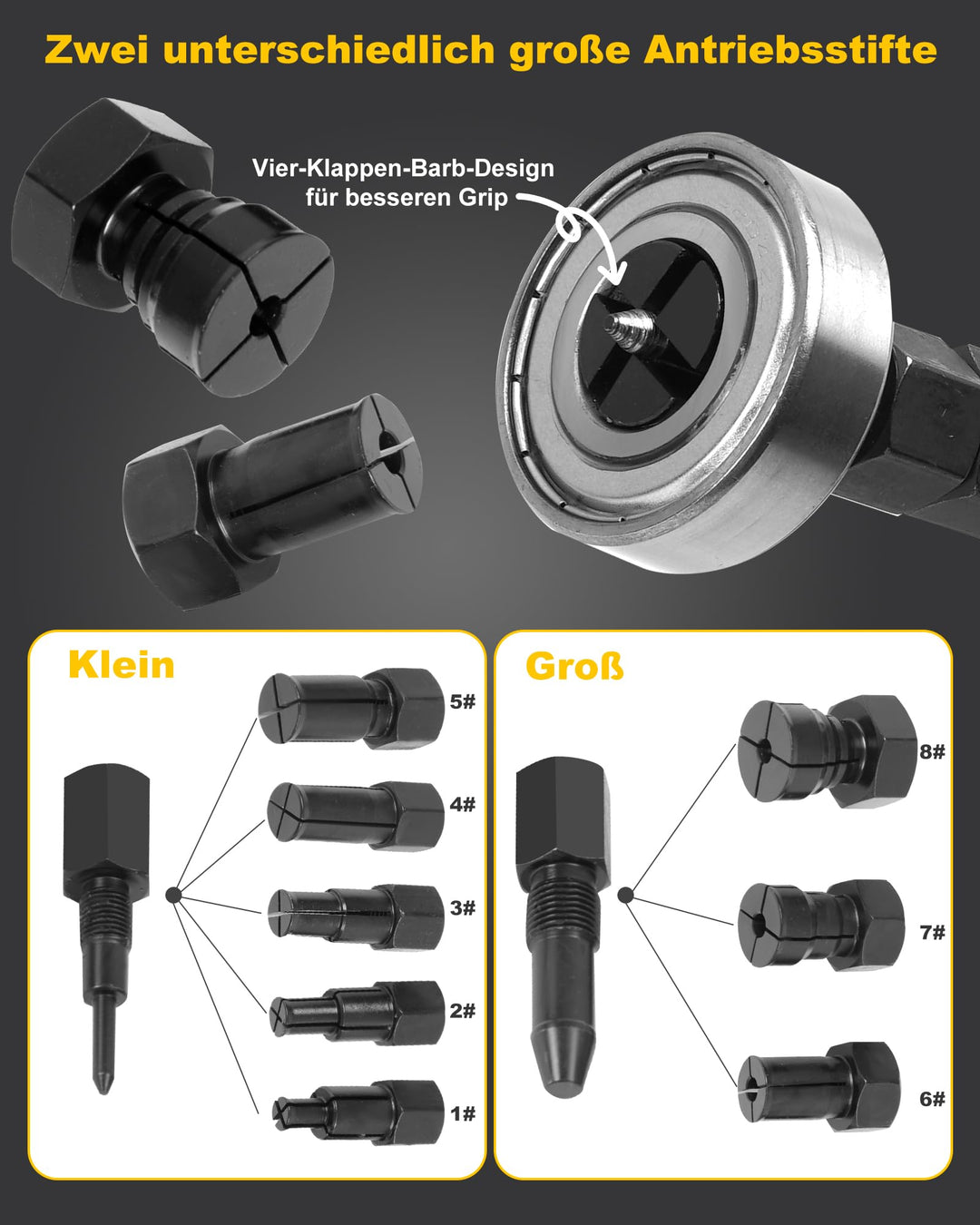 Innen-Lagerabzieher Set 12-tlg. mit Gleithammer Sackloch 8–32mm - Bild 5